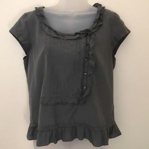 JCrew Silk Blouse with Pintucks and Ruffles